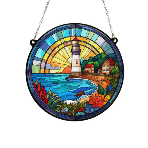 Lighthouse Stained Glass Effect Suncatcher